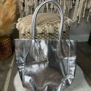 Ultra Chi Silver Tassel Tote Bag